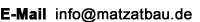 E-Mail Adresse von Matzat Bauunternehmen Schwarzenbek, durch klicken öffnet sich ihr installiertes E-Maiprogramm